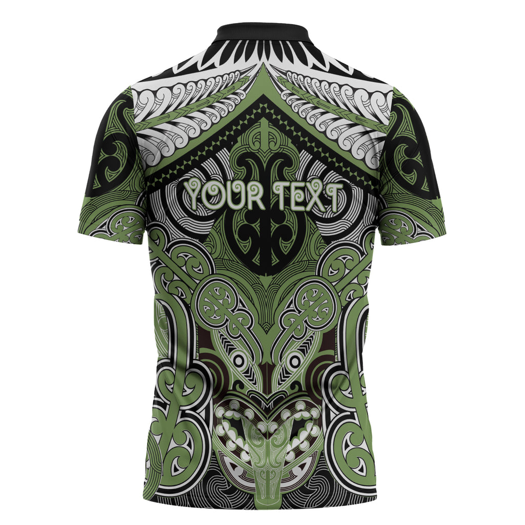 Aotearoa Iwi Ngati Raukawa Personalised Zipper Polo Shirt Maori Kowhaiwhai Pattern