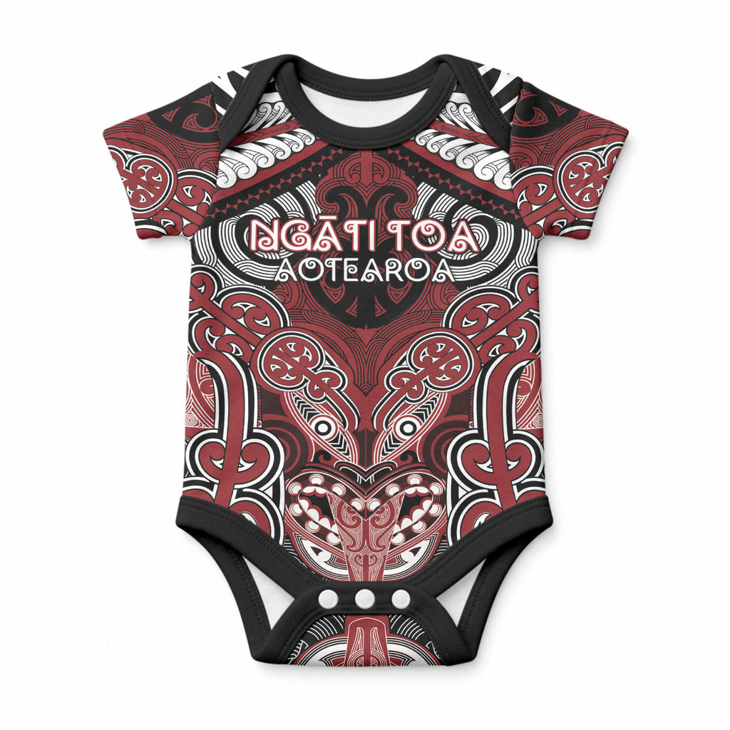 Aotearoa Iwi Ngati Toa Personalised Baby Onesie Maori Kowhaiwhai Pattern