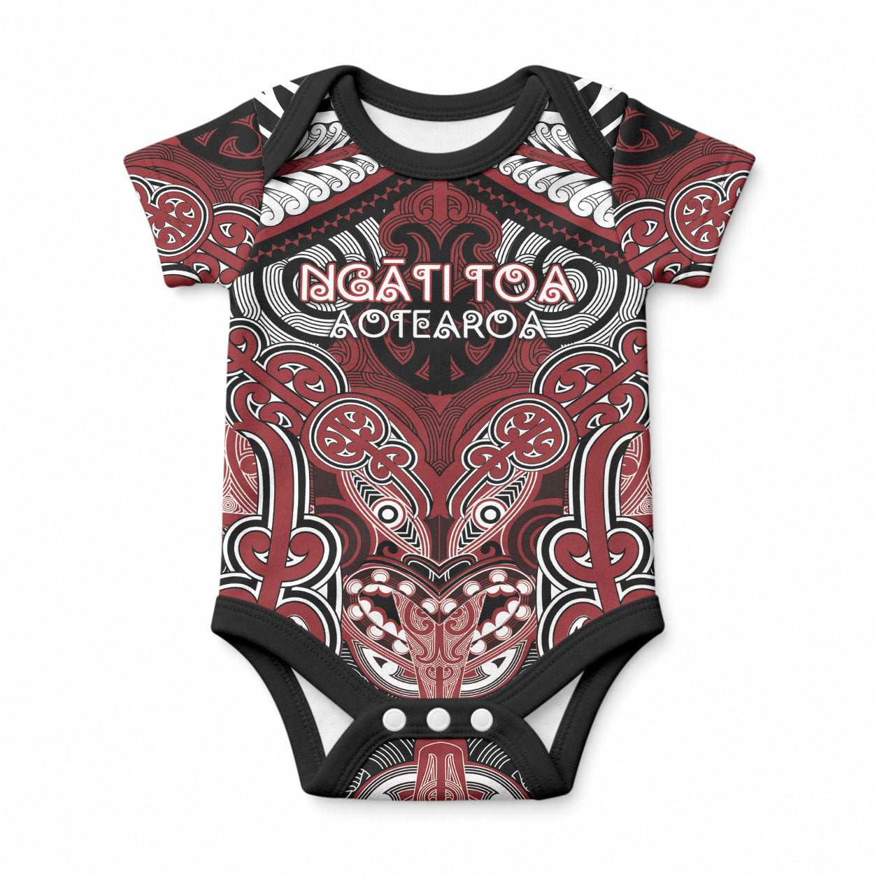 Aotearoa Iwi Ngati Toa Personalised Baby Onesie Maori Kowhaiwhai Pattern