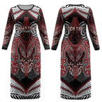 Aotearoa Iwi Ngati Toa Personalised Couples Matching Long Sleeve Bodycon Dress and Hawaiian Shirt Maori Kowhaiwhai Pattern