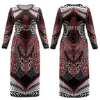 Aotearoa Iwi Ngati Toa Personalised Couples Matching Long Sleeve Bodycon Dress and Long Sleeve Button Shirt Maori Kowhaiwhai Pattern