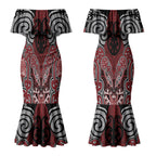Aotearoa Iwi Ngati Toa Personalised Couples Matching Mermaid Dress and Hawaiian Shirt Maori Kowhaiwhai Pattern