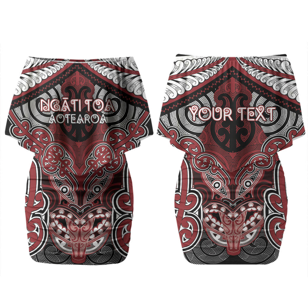 Aotearoa Iwi Ngati Toa Personalised Couples Matching Off Shoulder Short Dress and Hawaiian Shirt Maori Kowhaiwhai Pattern