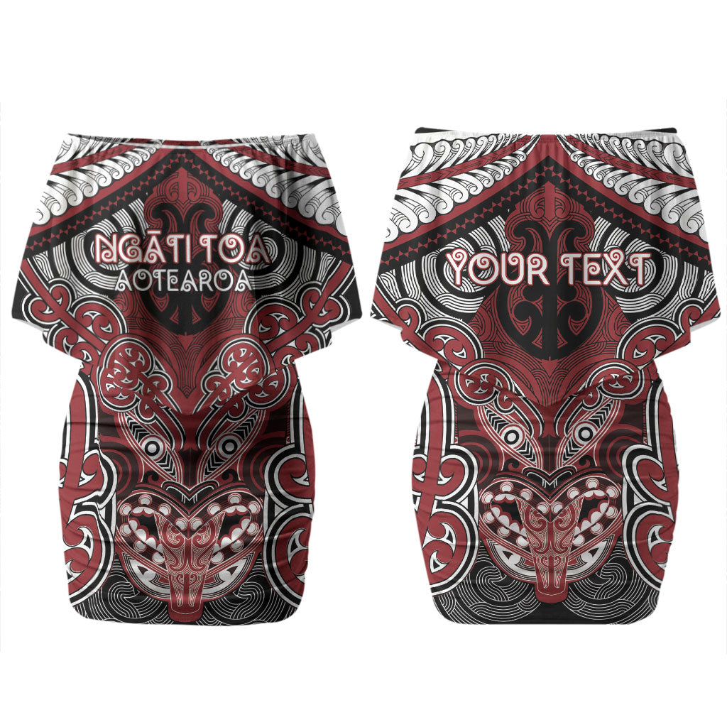 Aotearoa Iwi Ngati Toa Personalised Couples Matching Off Shoulder Short Dress and Long Sleeve Button Shirt Maori Kowhaiwhai Pattern