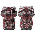 Aotearoa Iwi Ngati Toa Personalised Couples Matching Off Shoulder Short Dress and Long Sleeve Button Shirt Maori Kowhaiwhai Pattern