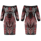 Aotearoa Iwi Ngati Toa Personalised Couples Matching Off The Shoulder Long Sleeve Dress and Long Sleeve Button Shirt Maori Kowhaiwhai Pattern