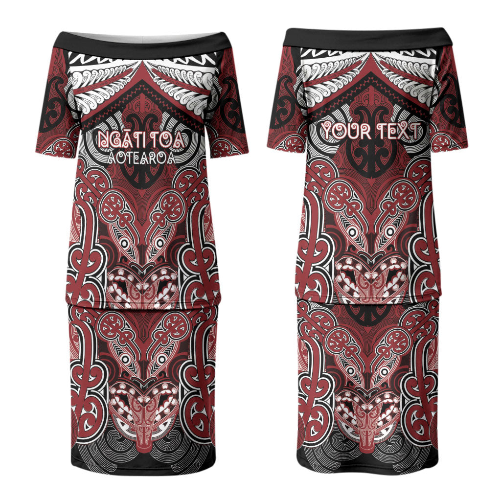 Aotearoa Iwi Ngati Toa Personalised Couples Matching Puletasi and Hawaiian Shirt Maori Kowhaiwhai Pattern