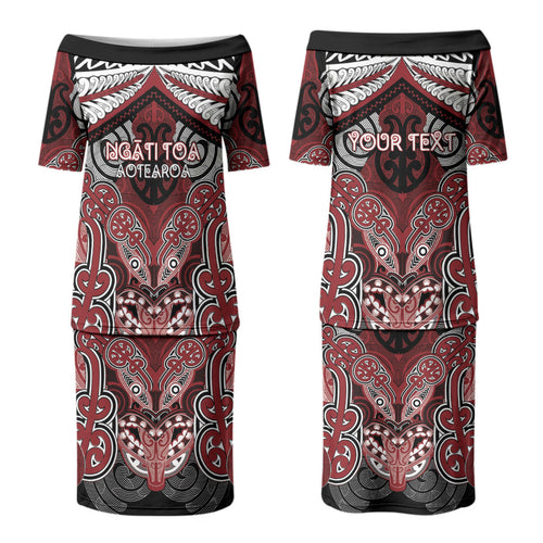 Aotearoa Iwi Ngati Toa Personalised Couples Matching Puletasi and Hawaiian Shirt Maori Kowhaiwhai Pattern