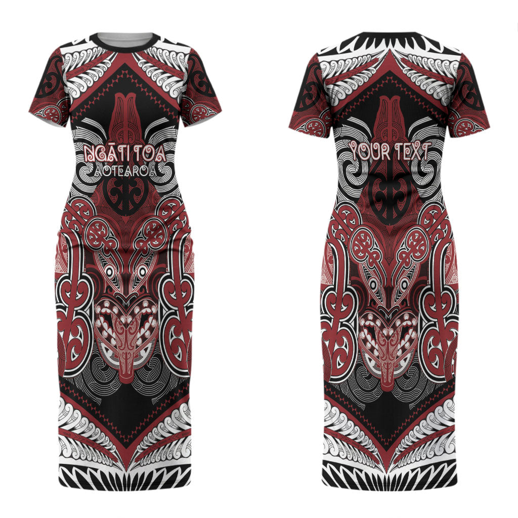 Aotearoa Iwi Ngati Toa Personalised Couples Matching Short Sleeve Bodycon Dress and Hawaiian Shirt Maori Kowhaiwhai Pattern