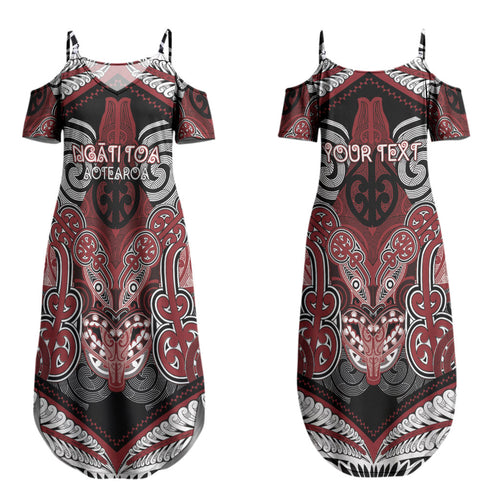 Aotearoa Iwi Ngati Toa Personalised Couples Matching Summer Maxi Dress and Hawaiian Shirt Maori Kowhaiwhai Pattern