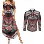 Aotearoa Iwi Ngati Toa Personalised Couples Matching Summer Maxi Dress and Long Sleeve Button Shirt Maori Kowhaiwhai Pattern