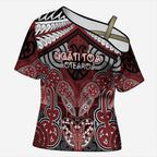 Aotearoa Iwi Ngati Toa Personalised Cross Shoulder Shirt Maori Kowhaiwhai Pattern