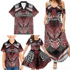 Aotearoa Iwi Ngati Toa Personalised Family Matching Summer Maxi Dress and Hawaiian Shirt Maori Kowhaiwhai Pattern