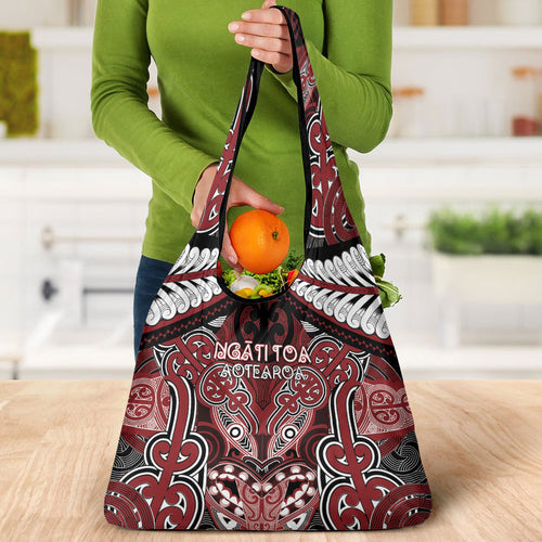 Aotearoa Iwi Ngati Toa Grocery Bag Maori Kowhaiwhai Pattern