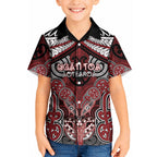 Aotearoa Iwi Ngati Toa Personalised Kid Hawaiian Shirt Maori Kowhaiwhai Pattern