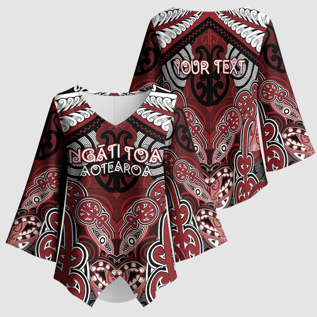 Aotearoa Iwi Ngati Toa Personalised Kimono Sleeve Blouse Maori Kowhaiwhai Pattern