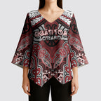 Aotearoa Iwi Ngati Toa Personalised Kimono Sleeve Blouse Maori Kowhaiwhai Pattern