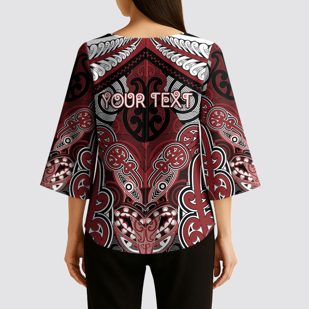 Aotearoa Iwi Ngati Toa Personalised Kimono Sleeve Blouse Maori Kowhaiwhai Pattern