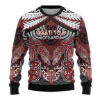 Aotearoa Iwi Ngati Toa Personalised Ugly Christmas Sweater Maori Kowhaiwhai Pattern