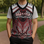 Aotearoa Iwi Ngati Toa Personalised Christmas Knitted V-Neck Vest Maori Kowhaiwhai Pattern