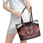 Aotearoa Iwi Ngati Toa Leather Tote Bag Maori Kowhaiwhai Pattern