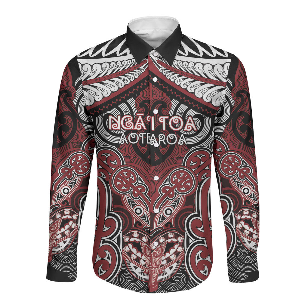Aotearoa Iwi Ngati Toa Personalised Long Sleeve Button Shirt Maori Kowhaiwhai Pattern