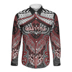 Aotearoa Iwi Ngati Toa Personalised Long Sleeve Button Shirt Maori Kowhaiwhai Pattern