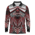 Aotearoa Iwi Ngati Toa Personalised Long Sleeve Polo Shirt Maori Kowhaiwhai Pattern