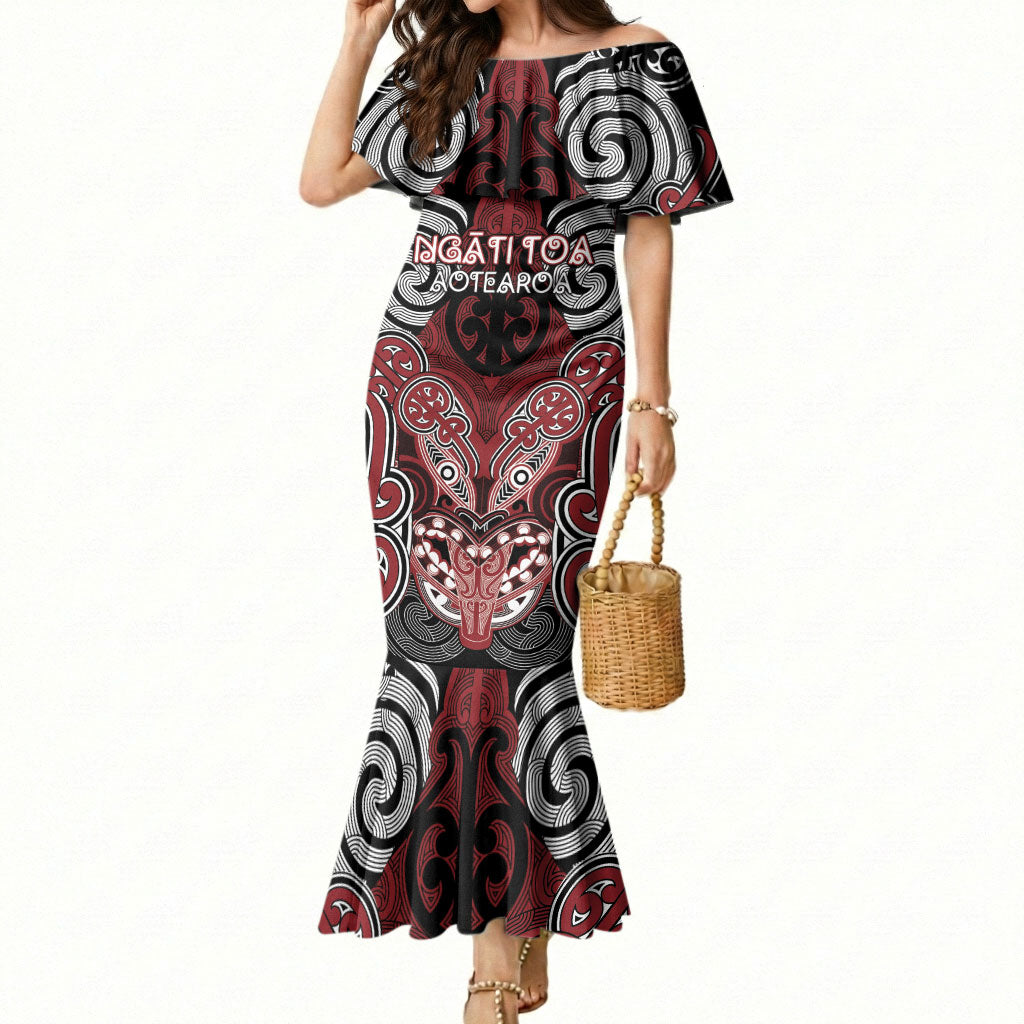 Aotearoa Iwi Ngati Toa Personalised Mermaid Dress Maori Kowhaiwhai Pattern