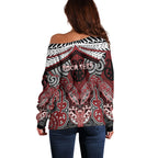Aotearoa Iwi Ngati Toa Personalised Off Shoulder Sweater Maori Kowhaiwhai Pattern