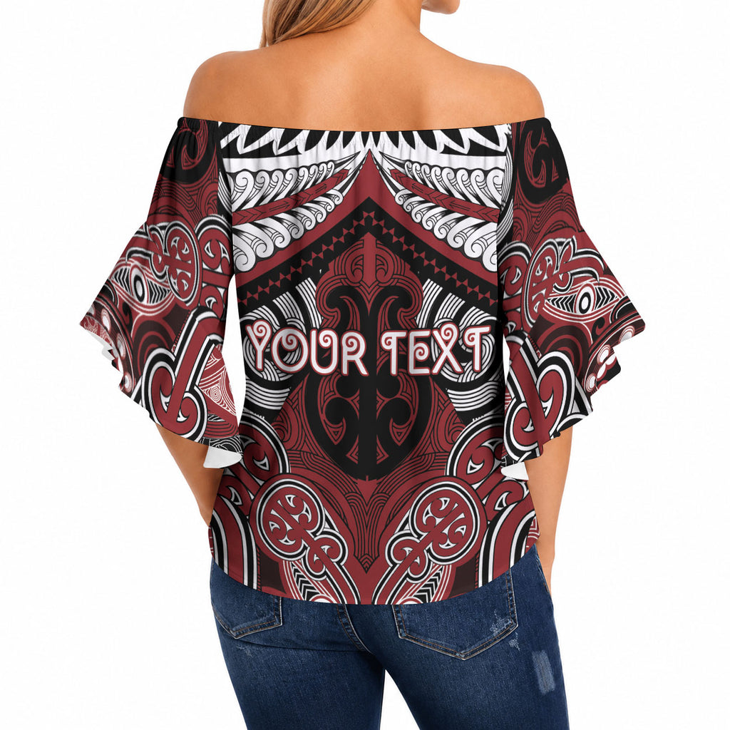 Aotearoa Iwi Ngati Toa Personalised Off Shoulder Wrap Waist Top Maori Kowhaiwhai Pattern