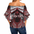 Aotearoa Iwi Ngati Toa Personalised Off Shoulder Wrap Waist Top Maori Kowhaiwhai Pattern