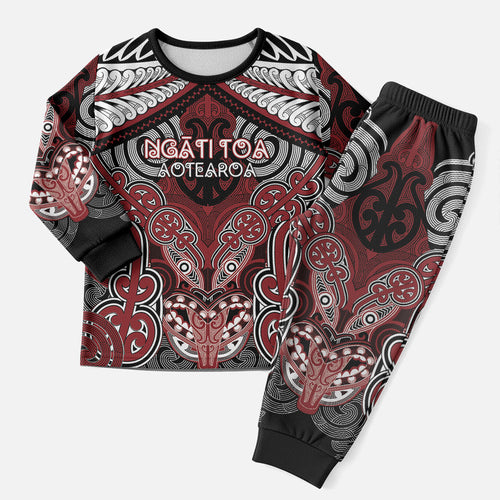 Aotearoa Iwi Ngati Toa Personalised Christmas Pajama Set Maori Kowhaiwhai Pattern