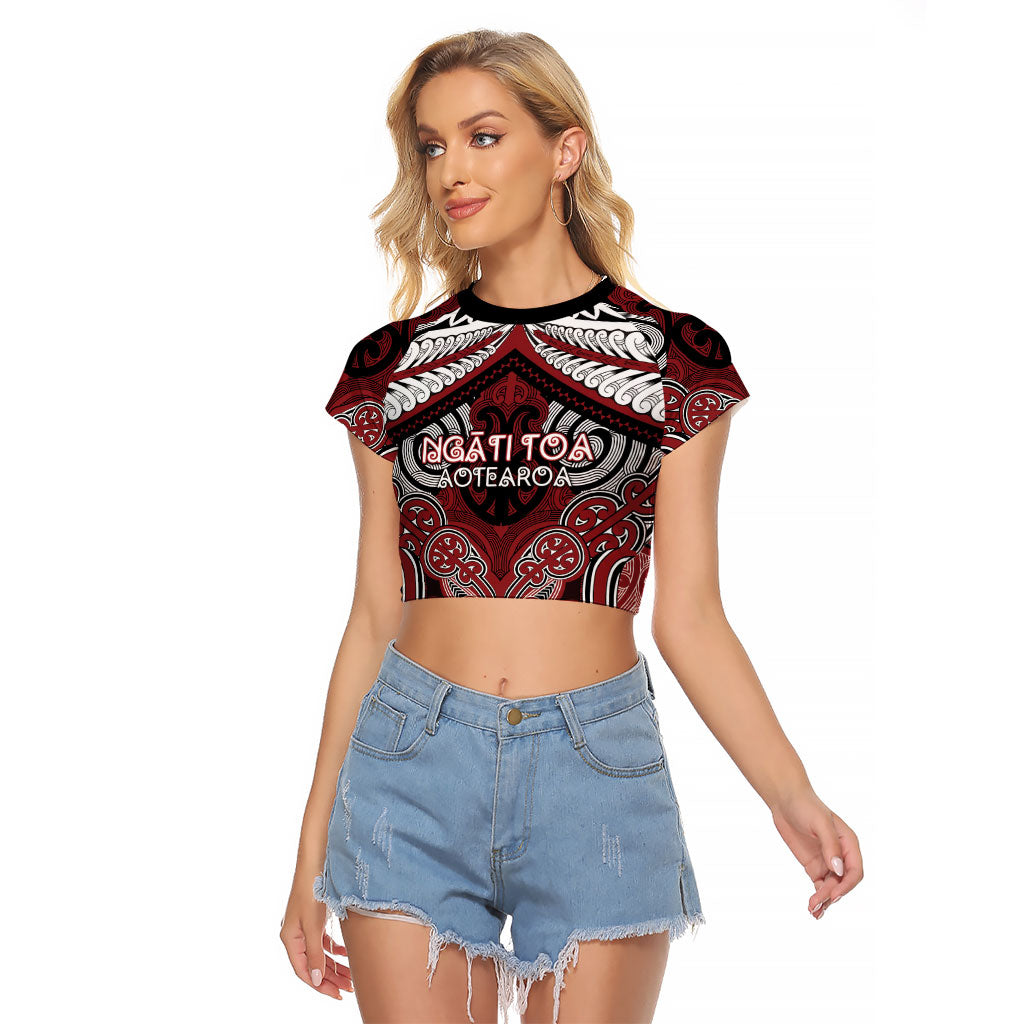 Aotearoa Iwi Ngati Toa Personalised Raglan Cropped T Shirt Maori Kowhaiwhai Pattern