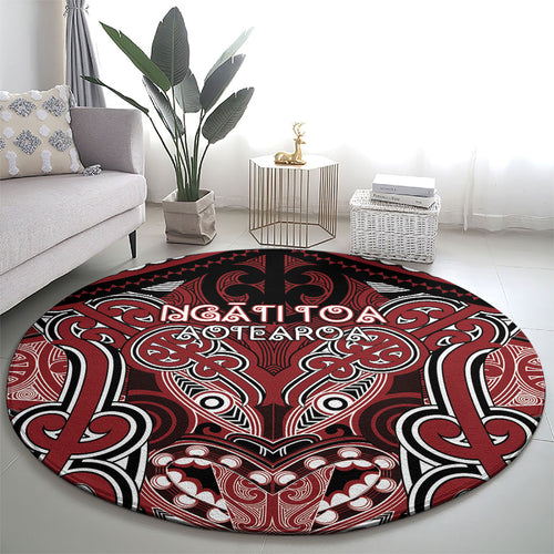 Aotearoa Iwi Ngati Toa Round Carpet Maori Kowhaiwhai Pattern