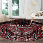 Aotearoa Iwi Ngati Toa Round Carpet Maori Kowhaiwhai Pattern