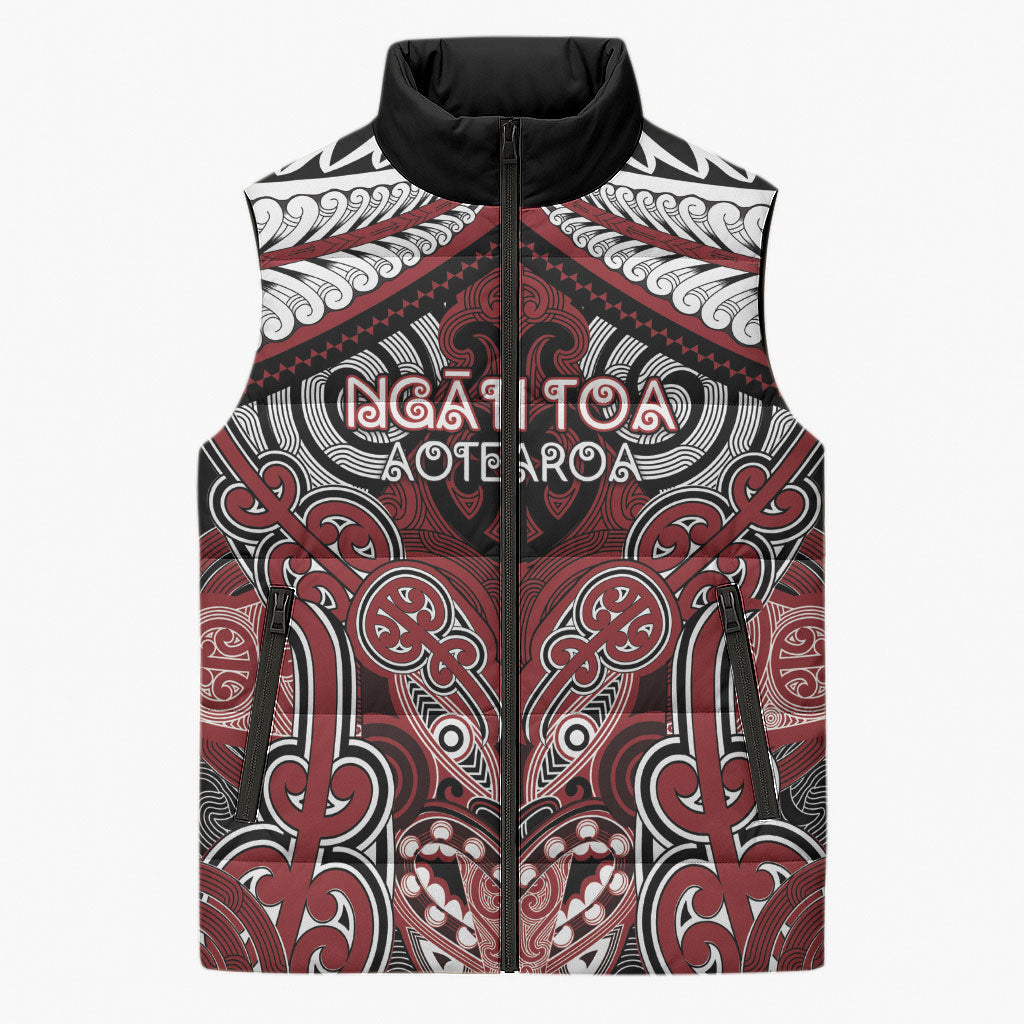 Aotearoa Iwi Ngati Toa Personalised Sleeveless Puffer Jacket Maori Kowhaiwhai Pattern