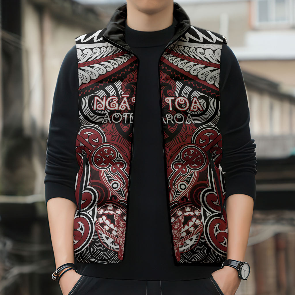 Aotearoa Iwi Ngati Toa Personalised Sleeveless Puffer Jacket Maori Kowhaiwhai Pattern