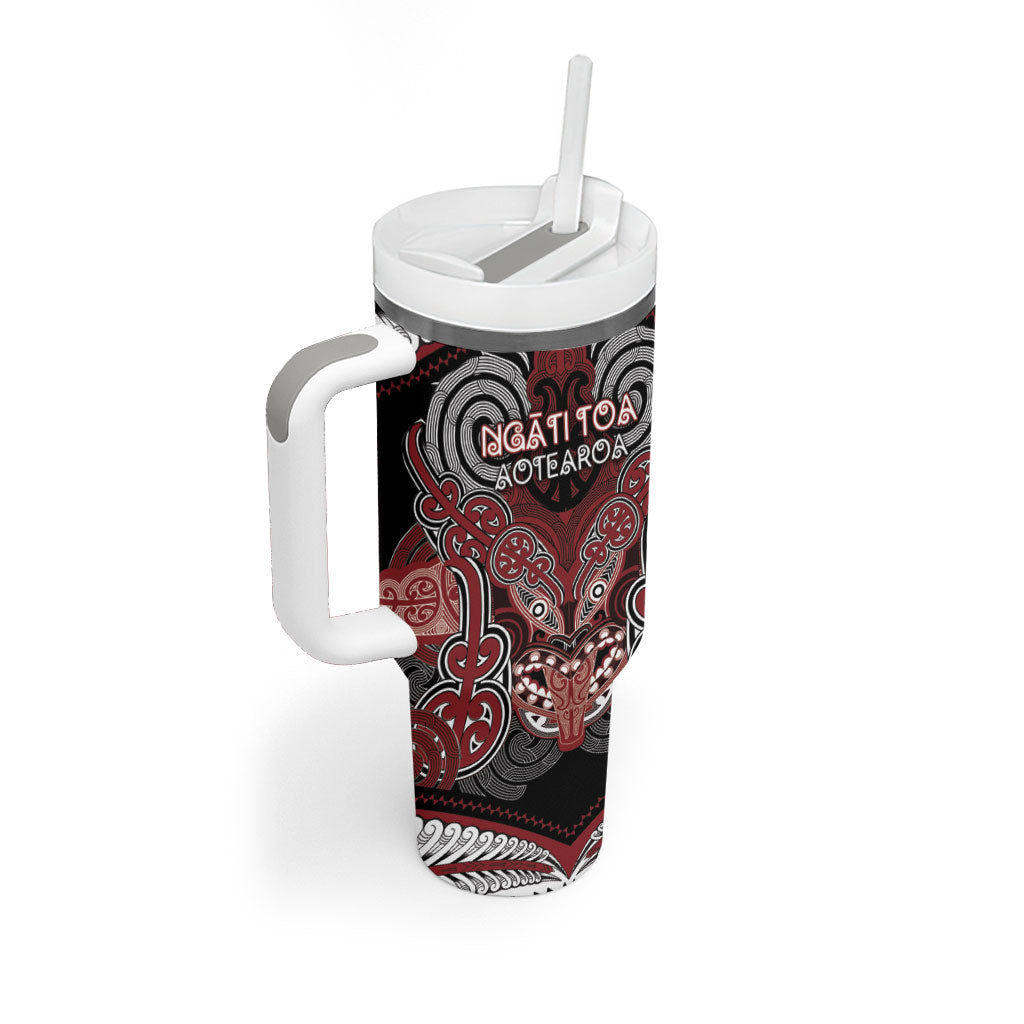Aotearoa Iwi Ngati Toa Personalised Tumbler With Handle Maori Kowhaiwhai Pattern