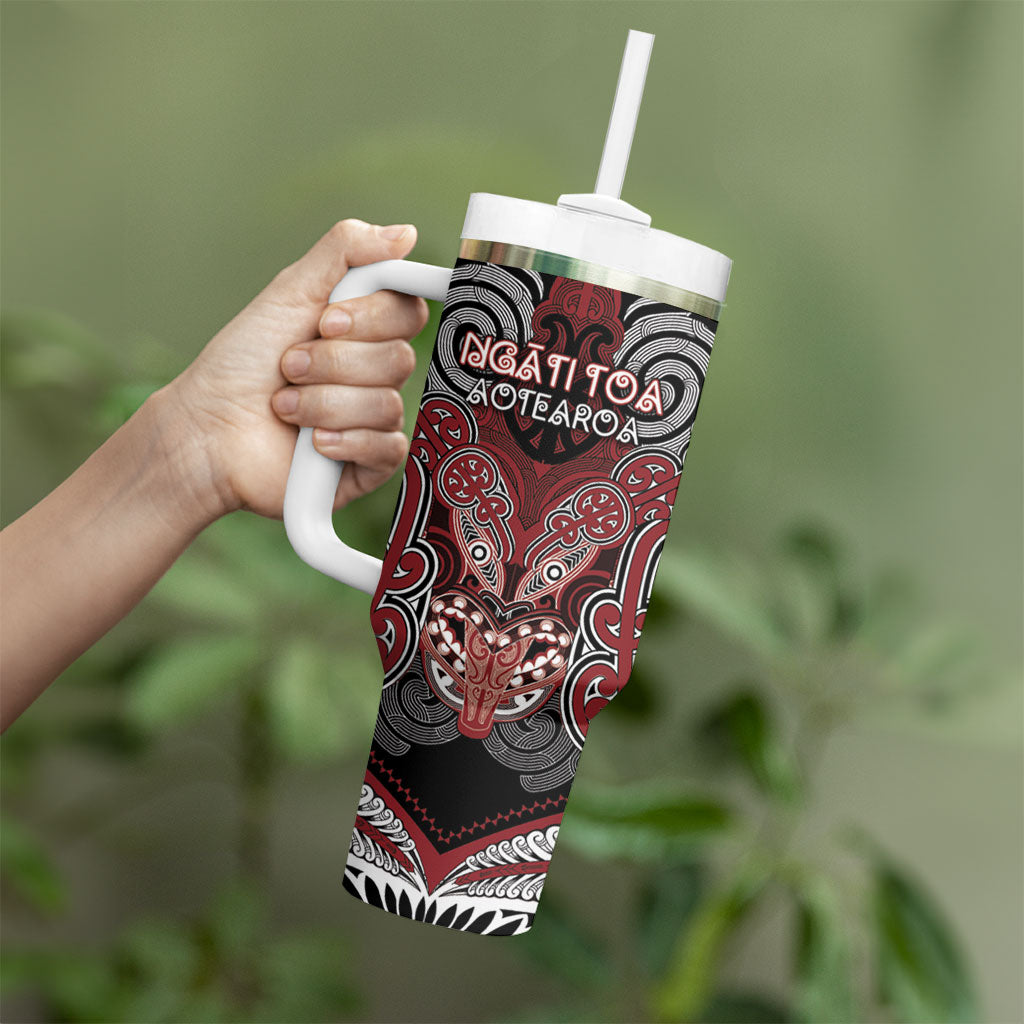 Aotearoa Iwi Ngati Toa Personalised Tumbler With Handle Maori Kowhaiwhai Pattern
