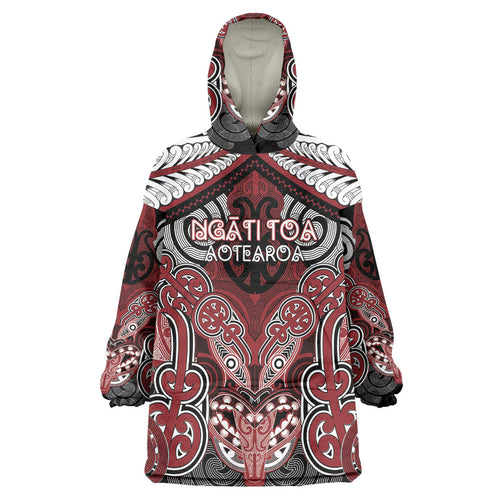 Aotearoa Iwi Ngati Toa Personalised Wearable Blanket Hoodie Maori Kowhaiwhai Pattern