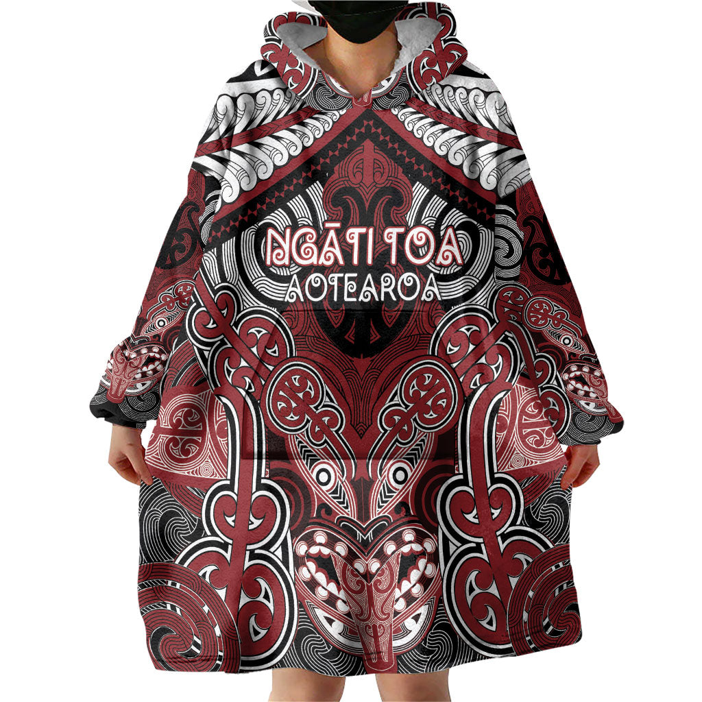 Aotearoa Iwi Ngati Toa Personalised Wearable Blanket Hoodie Maori Kowhaiwhai Pattern
