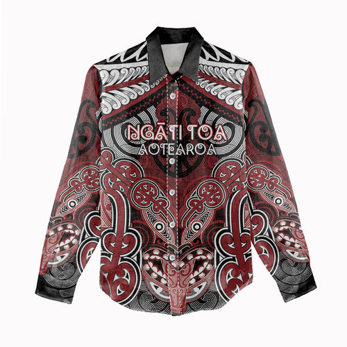 Aotearoa Iwi Ngati Toa Personalised Women Casual Shirt Maori Kowhaiwhai Pattern