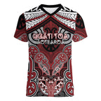 Aotearoa Iwi Ngati Toa Personalised Women V-Neck T-Shirt Maori Kowhaiwhai Pattern