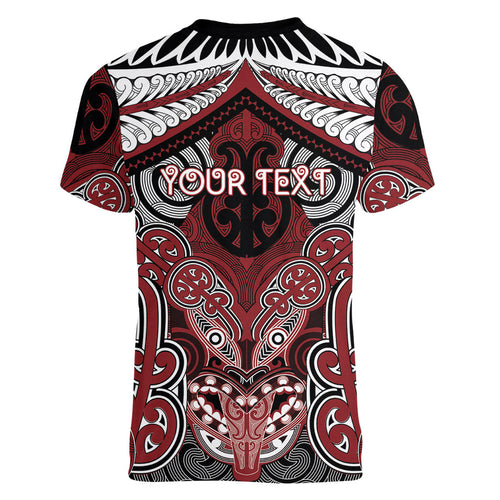 Aotearoa Iwi Ngati Toa Personalised Women V-Neck T-Shirt Maori Kowhaiwhai Pattern