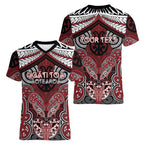 Aotearoa Iwi Ngati Toa Personalised Women V-Neck T-Shirt Maori Kowhaiwhai Pattern