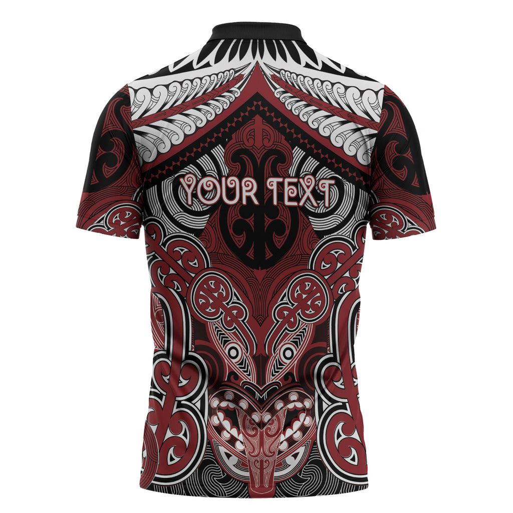Aotearoa Iwi Ngati Toa Personalised Zipper Polo Shirt Maori Kowhaiwhai Pattern