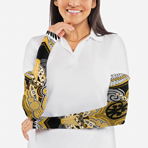 Aotearoa Iwi Ngati Tama Personalised Arm Sleeves Maori Kowhaiwhai Pattern