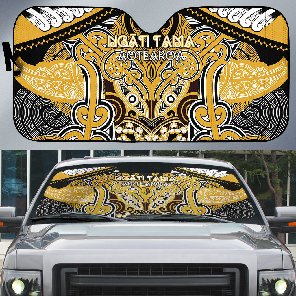 Aotearoa Iwi Ngati Tama Auto Sun Shade Maori Kowhaiwhai Pattern