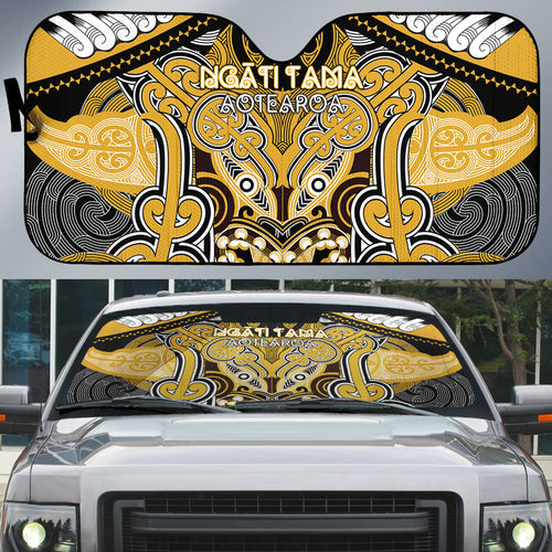 Aotearoa Iwi Ngati Tama Auto Sun Shade Maori Kowhaiwhai Pattern